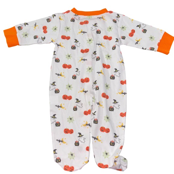 Kissy Kissy Halloween Footed Pajamas 3-6M Pumpkins Ghosts Bats 100% Pima Cotton‎ - Picture 2 of 6